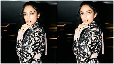 With fingers on her lips, Sobhita posed like an absolute diva for the camera. (Instagram/@sobhitad)