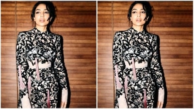 Sobhita went minimal on the makeup. The actor decked up in nude eyeshadow, black winged eyeliner, contoured cheeks and a shade of nude lipstick. (Instagram/@sobhitad)