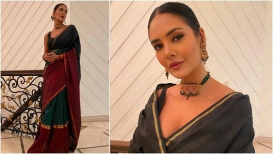 Draped in her mother's saree, Esha Gupta struck poses and shared the picrures on her Instagram handle.(Instagram/@egupta)