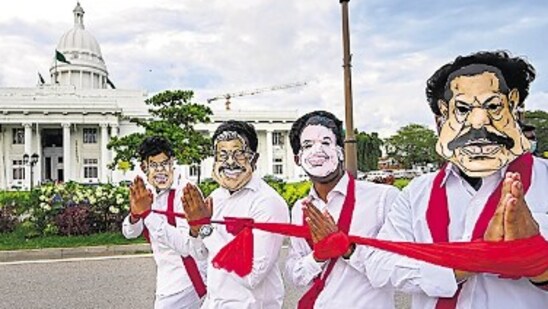 Students protest against the government in Colombo on Friday. (AFP)