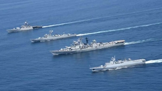 QUAD navies exercising in the Indo-Pacific as part of Malabar Exercises.