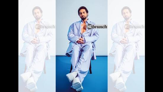 Ayushmann says that now the challenge is how to do things differently, maybe discover more genres for myself; Three-piece suit by Two Point Two by Anvita Sharma; Sneakers by Melissa (Kunal Gupta)