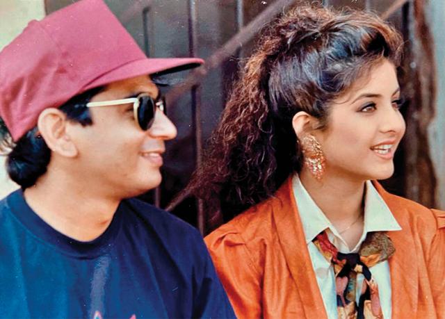 With Divya Bharti, the original actor in Mohra, a month before her tragic demise