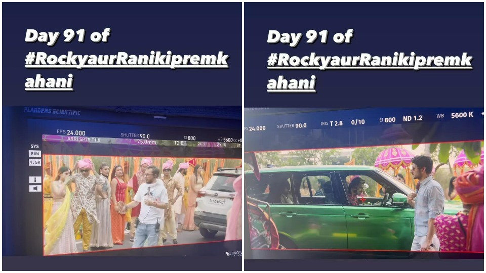 Stills from the BTS video of Rocky Aur Rani Ki Prem Kahani shared by Karan Johar.