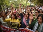 Supporters of Bhartiya Janta Party under the leadership of Delhi BJP President Adesh Gupta staged a protest against the Delhi government for allegedly not reducing the VAT on diesel in the national capital at Chandagi Ram Akhada, Civil Lines. (Sanchit Khanna/HT)