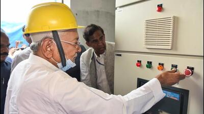 Bihar chief minister Nitish Kumar launches the country's first greenfield grain-based ethanol plant in Purnia on Saturday. (PTI PHOTO.) Bihar chief minister Nitish Kumar launches the country's first greenfield grain-based ethanol plant in Purnia on Saturday. (PTI PHOTO.)