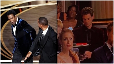 Andrew Garfield was seen texting after Will Smith slapped Chris Rock. Andrew Garfield was seen texting after Will Smith slapped Chris Rock.