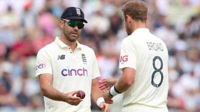 England's James Anderson and Stuart Broad. (Action Images via Reuters)