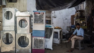 Air-coolers for sale in New Delhi. India is experiencing a heat wave, with the country's average temperature reaching almost 33 degrees Celsius in March, the highest on record for the month since authorities started collecting the data in 1901. (Bloomberg) Air-coolers for sale in New Delhi. India is experiencing a heat wave, with the country's average temperature reaching almost 33 degrees Celsius in March, the highest on record for the month since authorities started collecting the data in 1901. (Bloomberg)