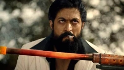Yash in a still from KGF: Chapter 2.