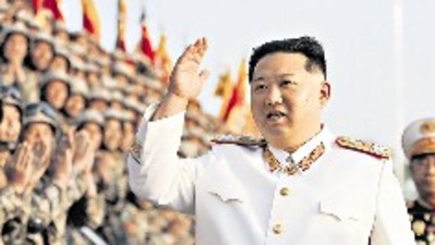 Kim Jong-un meets troops who took part in the military parade to mark the 90th anniversary of the army’s founding. (REUTERS)