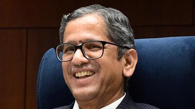 Chief Justice of India NV Ramana at a media briefing in New Delhi on Saturday. (ANI) Chief Justice of India NV Ramana at a media briefing in New Delhi on Saturday. (ANI)
