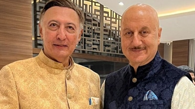 Anupam Kher and Anang Desai at the latter's son's wedding. Anupam Kher and Anang Desai at the latter's son's wedding.