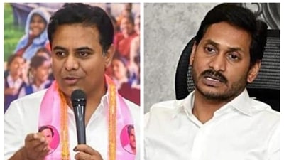 Telangana minister KTR on Friday said Telangana is better than Andhra Pradesh at a meeting. Telangana minister KTR on Friday said Telangana is better than Andhra Pradesh at a meeting. 
