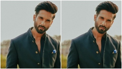 Shahid paired a classic black blazer with a pair of black formal trousers. He teamed his look with a black shirt. (Instagram/@shahidkapoor)