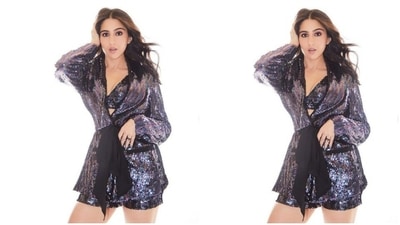 Sara picked a shimmery co-ord set as she posed like a diva for the camera. (Instagram/@saraalikhan95)
