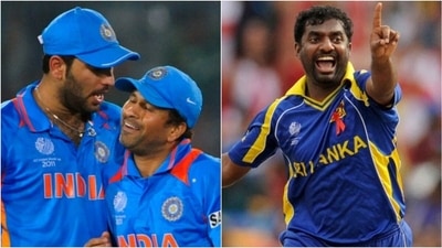 Yuvraj Singh with Sachin Tendulkar; Muttiah Muralitharan (Getty) Yuvraj Singh with Sachin Tendulkar; Muttiah Muralitharan (Getty)