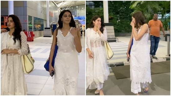 Janhvi Kapoor and Ananya Panday spotted at Mumbai airport. Janhvi Kapoor and Ananya Panday spotted at Mumbai airport.