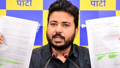 AAP's Durgesh Pathak addressed a press conference (Twitter/@AAPDelhi) AAP's Durgesh Pathak addressed a press conference (Twitter/@AAPDelhi)