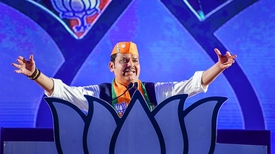 Devendra Fadnavis speaks during a rally at Somaiya ground, in Mumbai on Sunday,&nbsp; (PTI)