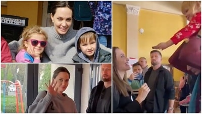 Angelina Jolie is in Lviv, Ukraine. She met kids and refugees in the war-torn town. Angelina Jolie is in Lviv, Ukraine. She met kids and refugees in the war-torn town.