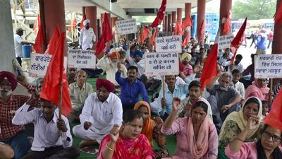 A public function was held at bus stand in Ludhiana on Sunday by All India Trade Union Congress (AITUC) and Joint Council of Trade Unions and different unions of the municipal corporation. Surinder Singh Bains, general secretary, Punjab Subordinate Services Federation , Ludhiana, also addressed the gathering. (HT PHOTO) A public function was held at bus stand in Ludhiana on Sunday by All India Trade Union Congress (AITUC) and Joint Council of Trade Unions and different unions of the municipal corporation. Surinder Singh Bains, general secretary, Punjab Subordinate Services Federation , Ludhiana, also addressed the gathering. (HT PHOTO)