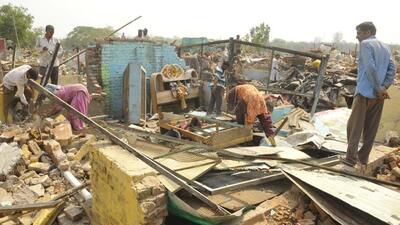 Residents rummaging through what was left behind after bulldozers flattened Colony Number 4 in Chandigarh on Sunday. (Keshav Singh/HT) Residents rummaging through what was left behind after bulldozers flattened Colony Number 4 in Chandigarh on Sunday. (Keshav Singh/HT)