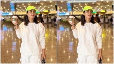 Airport style has always been up for experimentation by our favourite stylish celebrities. While some make the airport their personal runway with fashionable looks, others choose comfort while including trendy elements. And Hina opted for the latter option in her latest photoshoot at the airport. The star slipped into an athleisure fit. (Instagram/@realhinakhan) Airport style has always been up for experimentation by our favourite stylish celebrities. While some make the airport their personal runway with fashionable looks, others choose comfort while including trendy elements. And Hina opted for the latter option in her latest photoshoot at the airport. The star slipped into an athleisure fit. (Instagram/@realhinakhan)