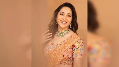 Sharing a slew of pictures on her Instagram handle, Madhuri Dixit captioned her post, "Peach &amp; yellow are like you &amp; me, always together &amp; perrrrrrfect." (Instagram/@madhuridixitnene)