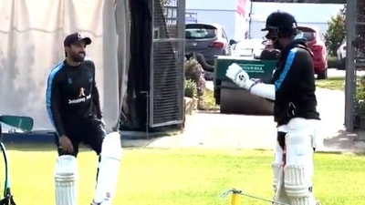 Mohammad Rizwan and Cheteshwar Pujara during the training sesssion. (Twitter)