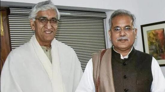 Chhattisgarh chief minister Bhupesh Baghel and health minister in his cabinet, T S Singhdeo, will start touring the state this month as part of preparations for the 2023 December assembly polls. (HT PHOTO.)