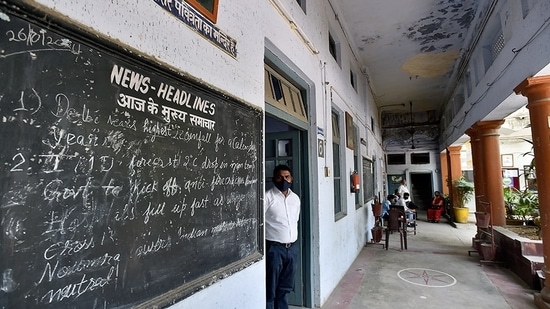Ramjas College’s old campus from 1917 in Daryaganj is where at the present day Ramjas School Number 1 and the Ramjas Foundation’s office currently lies.(Raj K Raj/ Hindustan Times)