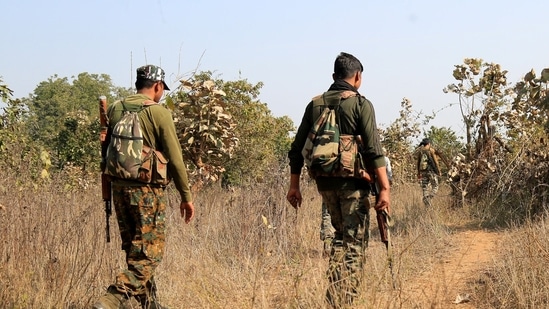 Security personnel during search operation against Maoists in Jharkhand's Latehar on April 26 (ANI Photo)