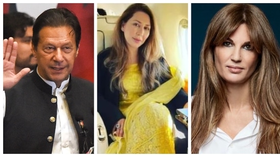 Imran Khan said Bushra Begum's fried Farah Khan (middle) is being targeted for the same reason his first wife Jemima Goldsmith was attacked.
