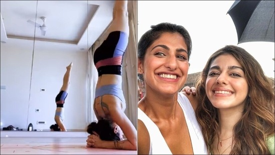 Alaya F effortlessly transitions from Yoga headstand to Chakrasana, Kubbra Sait hails ‘lordess’(Instagram/alayaf/kubbrasait)