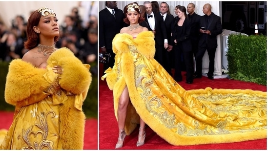 Rihanna wears Chinese designer Guo Pei's creation.&nbsp;(Pinterest)