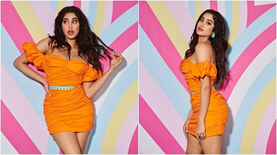 Janhvi Kapoor serves summer fashion goals in orange mini dress.&nbsp;
