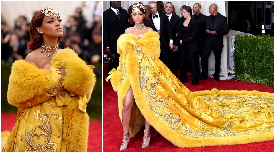 Rihanna wears Chinese designer Guo Pei's creation. (Pinterest) Rihanna wears Chinese designer Guo Pei's creation. (Pinterest)