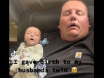 The father and his baby are sleeping, looking exactly the same in this Instagram video. The father and his baby are sleeping, looking exactly the same in this Instagram video. 