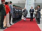 Prime Minister Narendra Modi being welcomed on his arrival in Berlin on Monday. Prime Minister Narendra Modi being welcomed on his arrival in Berlin on Monday.