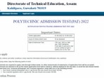 Assam PAT 2022 registration begins on dte.assam.gov.in, direct link to apply
