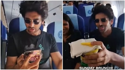 Kartik Aaryan on his way to Chandigarh.