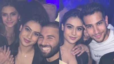 Nysa Devgan and Mahikaa Rampal with friends at a party.