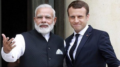 Prime Minister Narendra Modi and French president Emmanuel Macron.