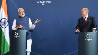 Prime Minister Narendra Modi with German Chancellor Olaf Scholz, in Berlin. (PTI Photo) Prime Minister Narendra Modi with German Chancellor Olaf Scholz, in Berlin. (PTI Photo)