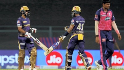 Shreyas Iyer of the Kolkata Knight Riders and Nitish Rana of the Kolkata Knight Riders during T20 match 47 of Indian Premier League 2022 (PTI) Shreyas Iyer of the Kolkata Knight Riders and Nitish Rana of the Kolkata Knight Riders during T20 match 47 of Indian Premier League 2022 (PTI)