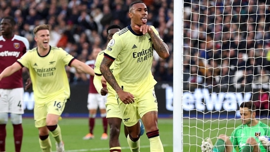 Arsenal's Gabriel celebrates scoring their second goal&nbsp;(Action Images via Reuters)