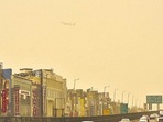 Near Mahipalpur on Tuesday. Pollution levels saw a marked rise in several areas. (Sanjeev Verma/HT)