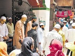 After prayers at the Jahangirpuri Jama Masjid. (Sanchit Khanna/HT)