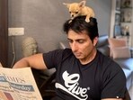 Sonu Sood shares a picture with his dog on social media.